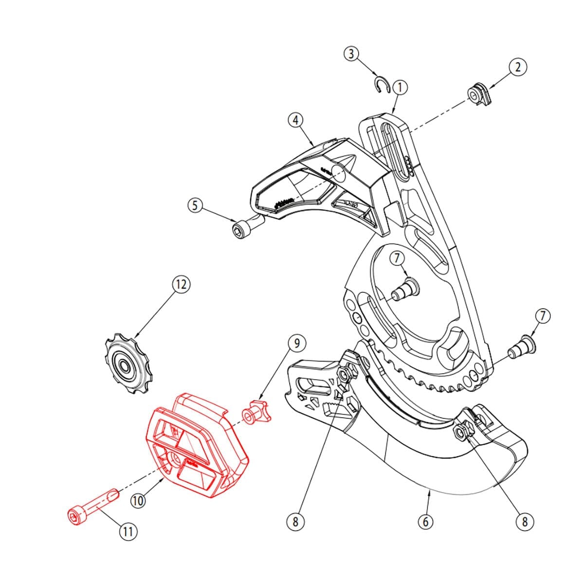 Untere Führung für Kettenumlenkung E-THIRTEEN LG1+/LS1+ Weiß #SLDR.LG1+LWR.W