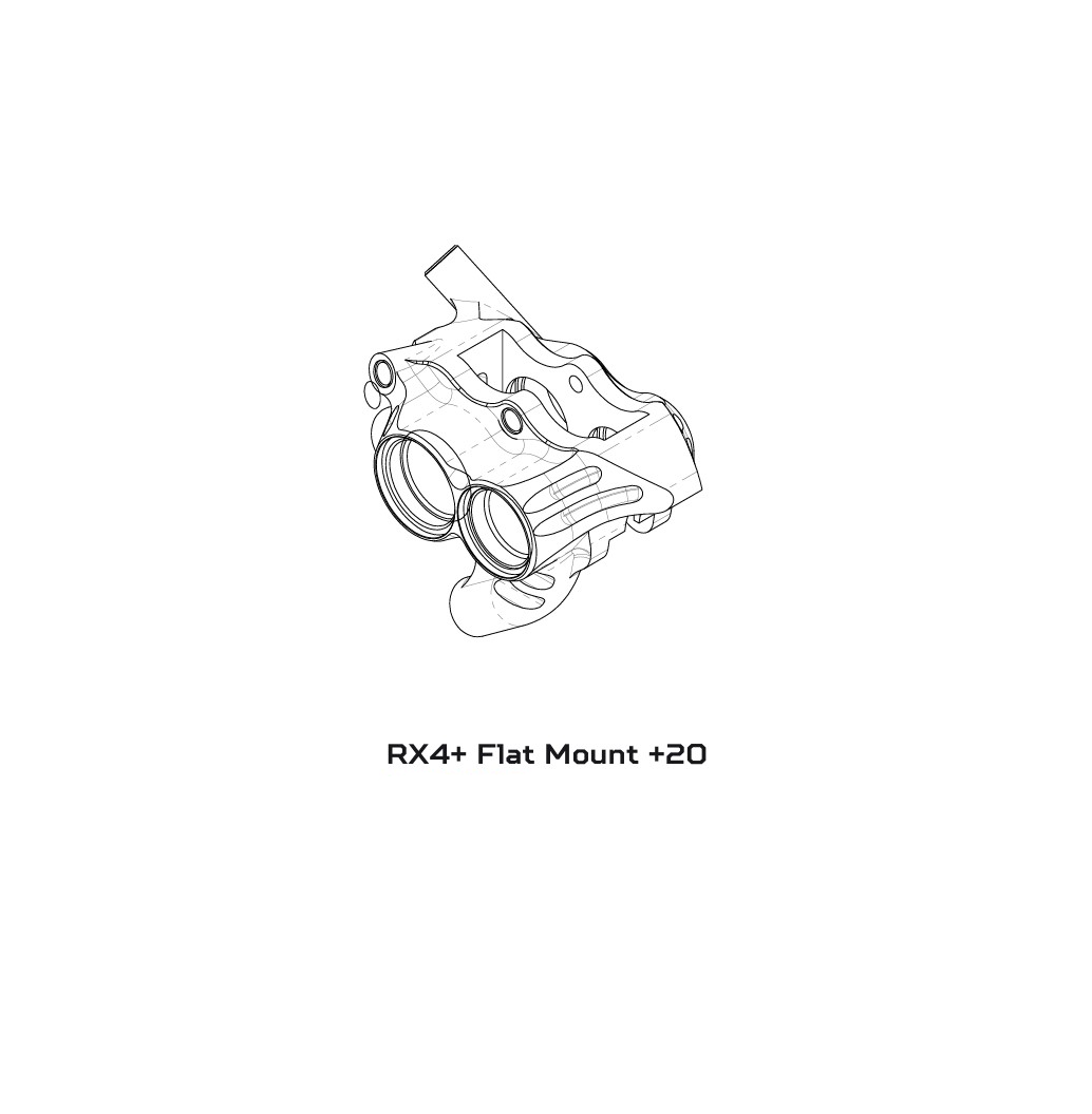 Bremssattel HOPE RX4+ SL FM 34mm (+20) 4 Kolben Mineral Rot
