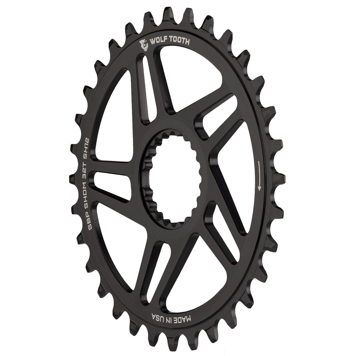 Einfach-Kettenblatt WOLF TOOTH BOOST 12V Shimano Direct Mount Offset 3mm Schwarz