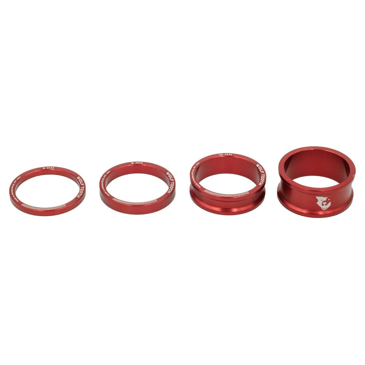 Lenkungsabstandshalter-Kit WOLF TOOTH Aluminium 4 Stück 1"1/8 Rot