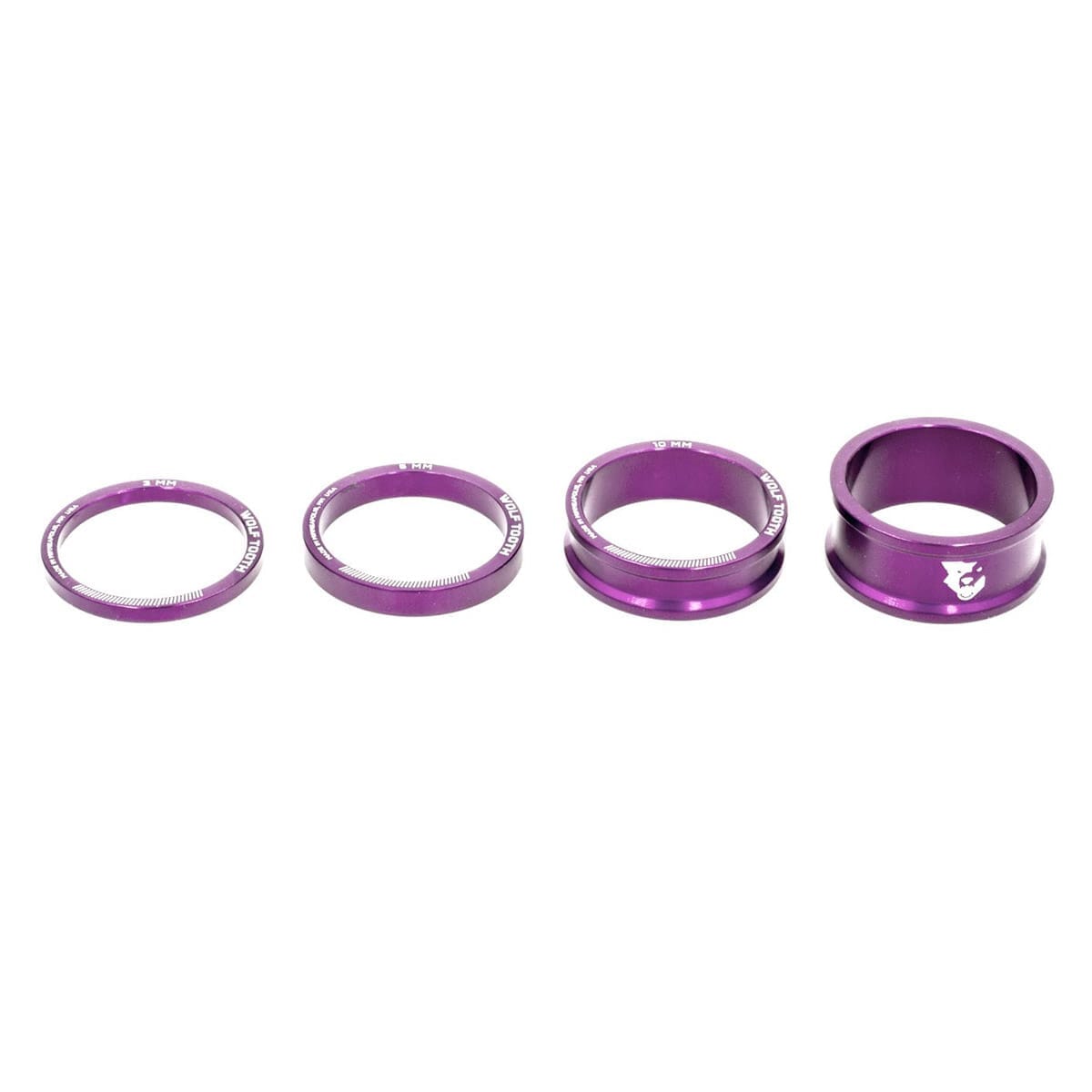 WOLF TOOTH Lenkungsdistanzscheiben-Kit Aluminium 4 Stück 1"1/8 Violett