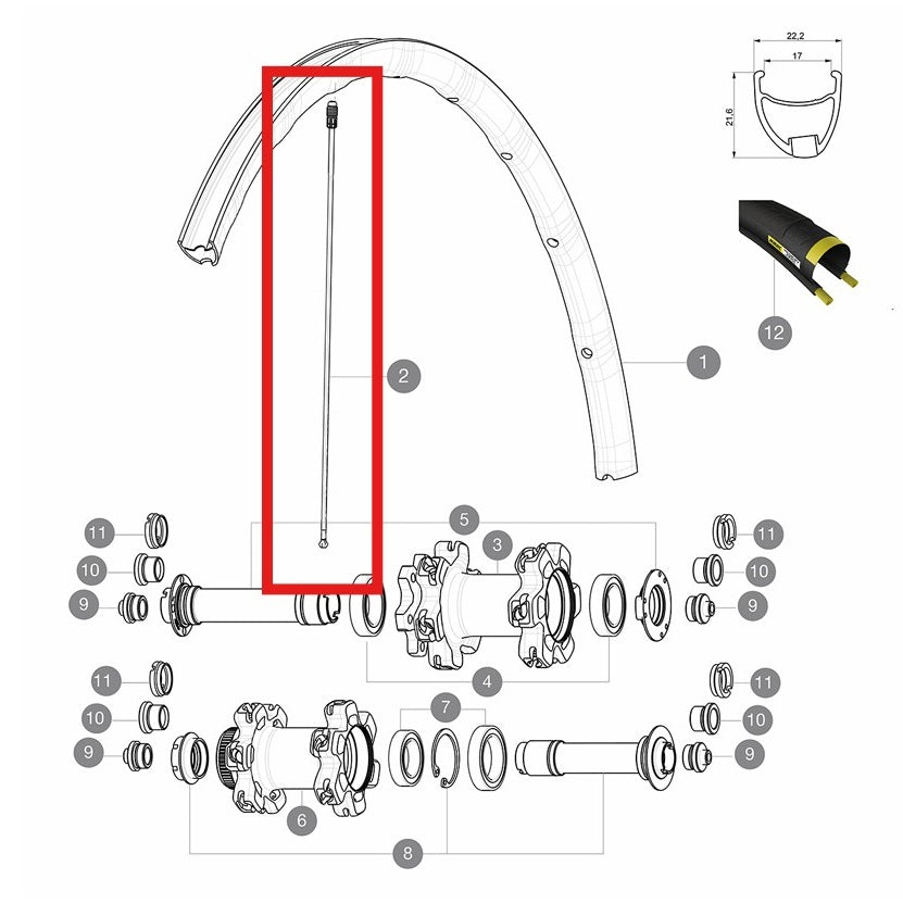 Kit 12 Speichen Vd MAVIC KSYRIUM PRO ALLROAD 291.5mm
