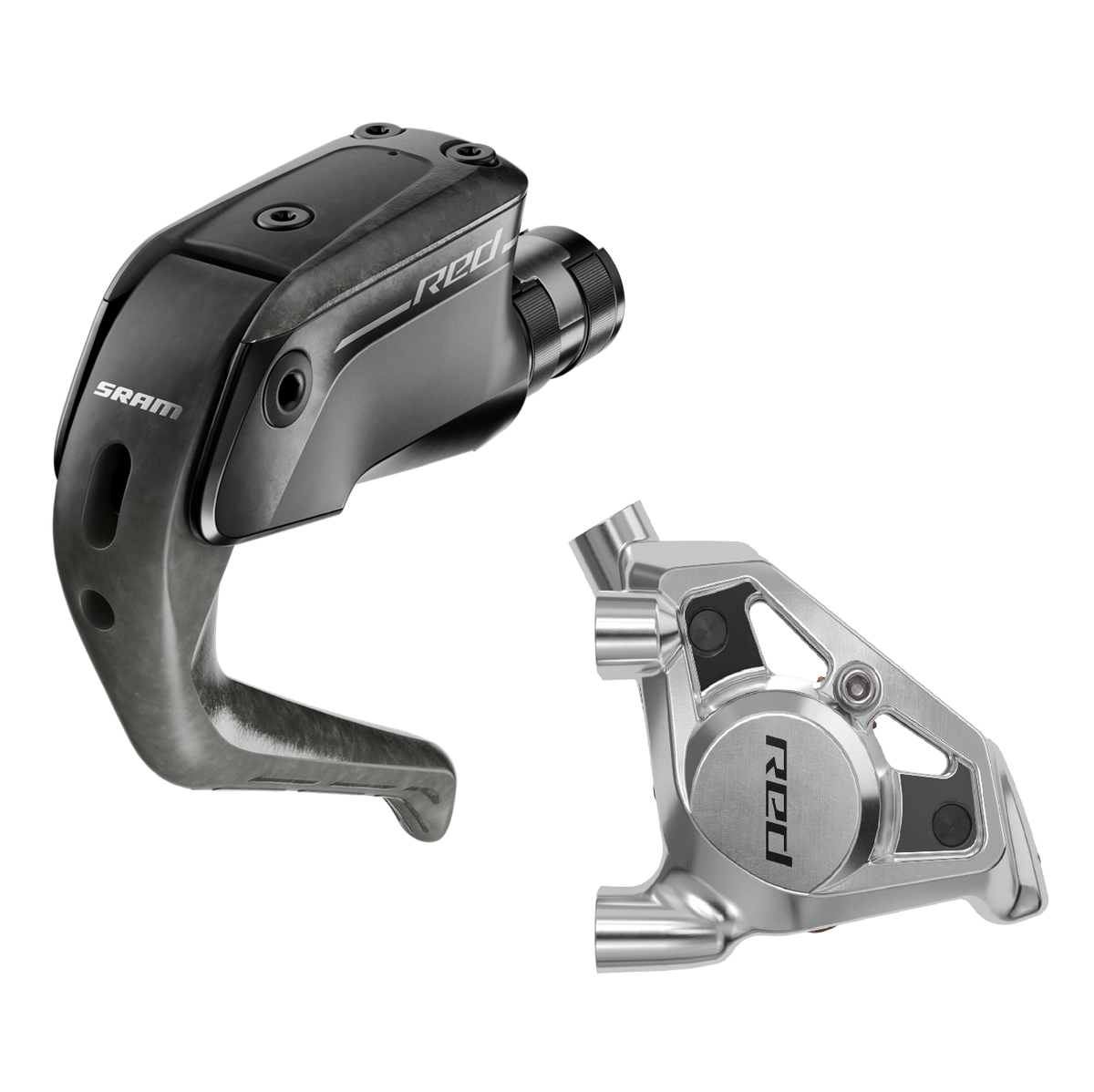 Rechter Bremshebel und hinterer Bremssattel SRAM RED Aero HRD