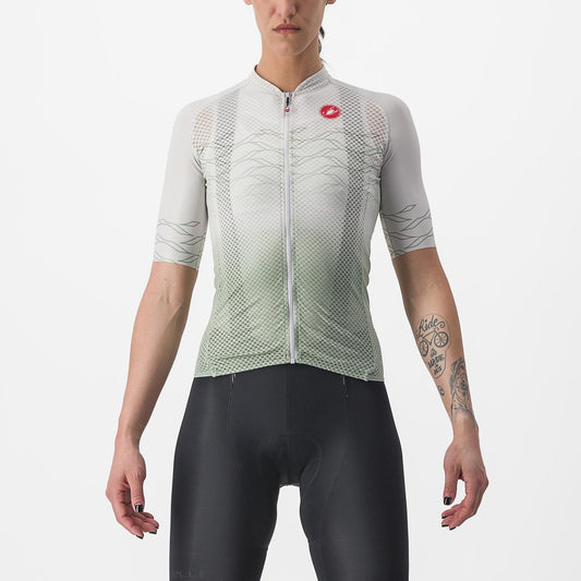 Trikot CASTELLI CLIMBER'S 2.0 W Damen Kurzarm Grau/Grün