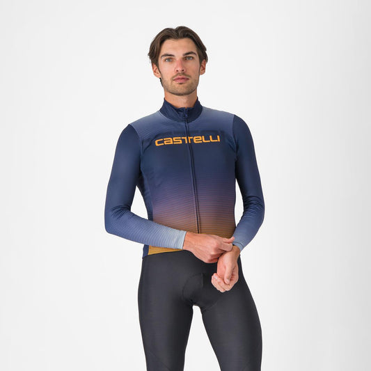 Trikot CASTELLLI APICE THERMAL Lange Ärmel Blau/Orange