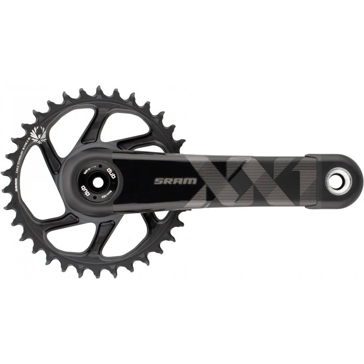 SRAM XX1 EAGLE DUB Kurbelgarnitur mit einem Kettenblatt für 12 Gänge, Standard FAT 4, 86,5 mm, Schwarz