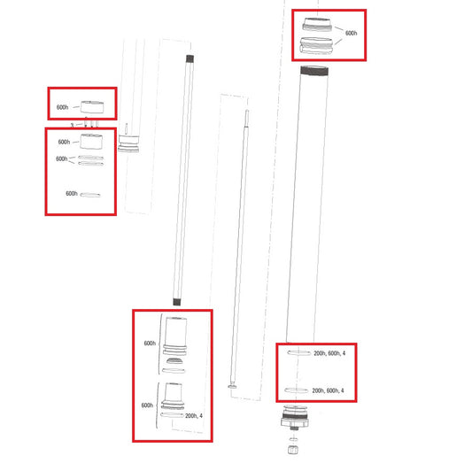 600-Stunden-/3-Jahres-Wartungskit für Sattelstütze ROCKSHOX Reverb XPLR A1 AXS 27.2 mm