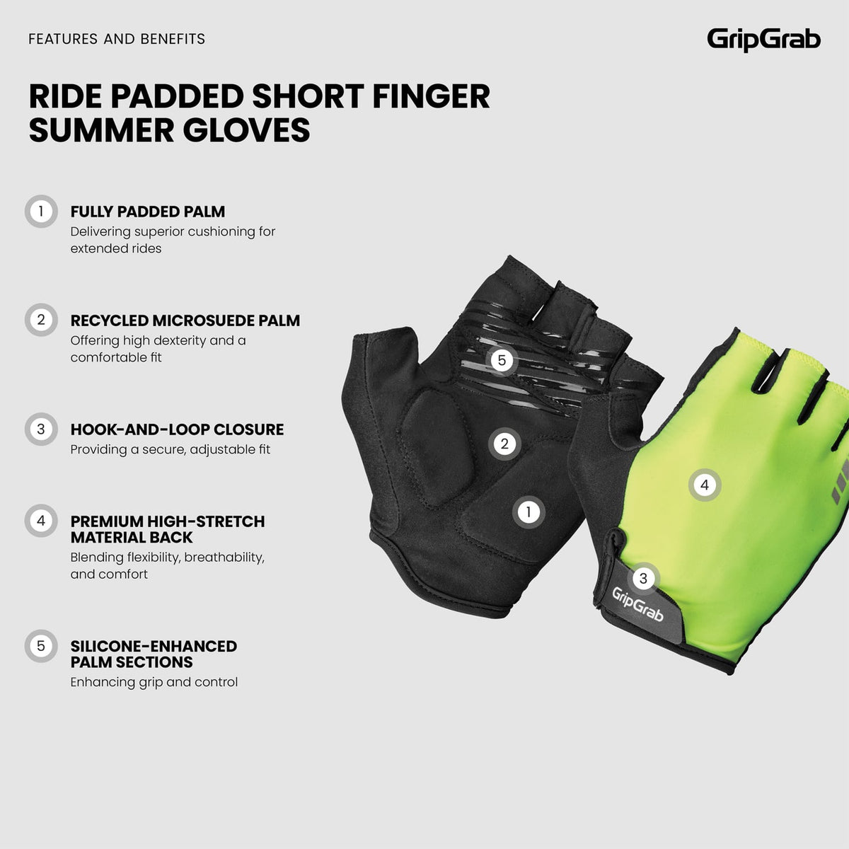 Kurzfinger-Handschuhe GRIPGRAB RIDE RC MAX Gelb