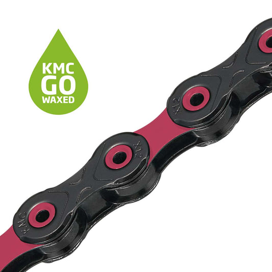 Kette 12V KMC DLC12 Waxed Schwarz/Rosa Gewachst