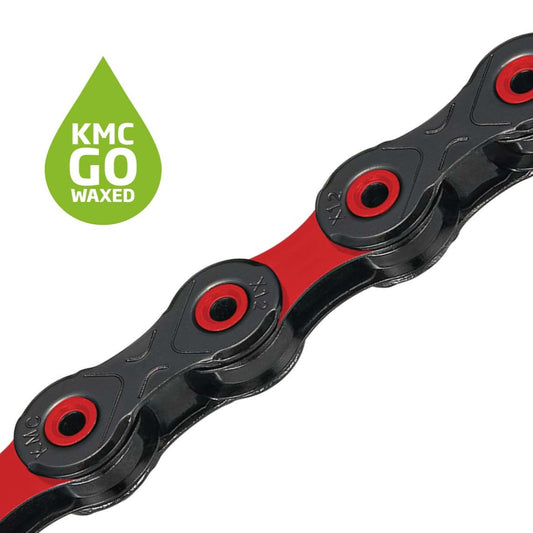 12-fach-Kette KMC DLC12 Waxed Schwarz/Rot Gewachst