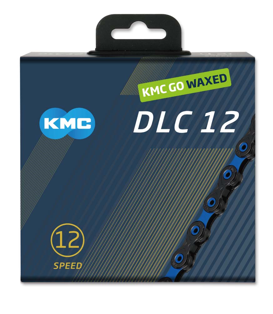 12-fach-Kette KMC DLC12 Waxed Schwarz/Blau Gewachst
