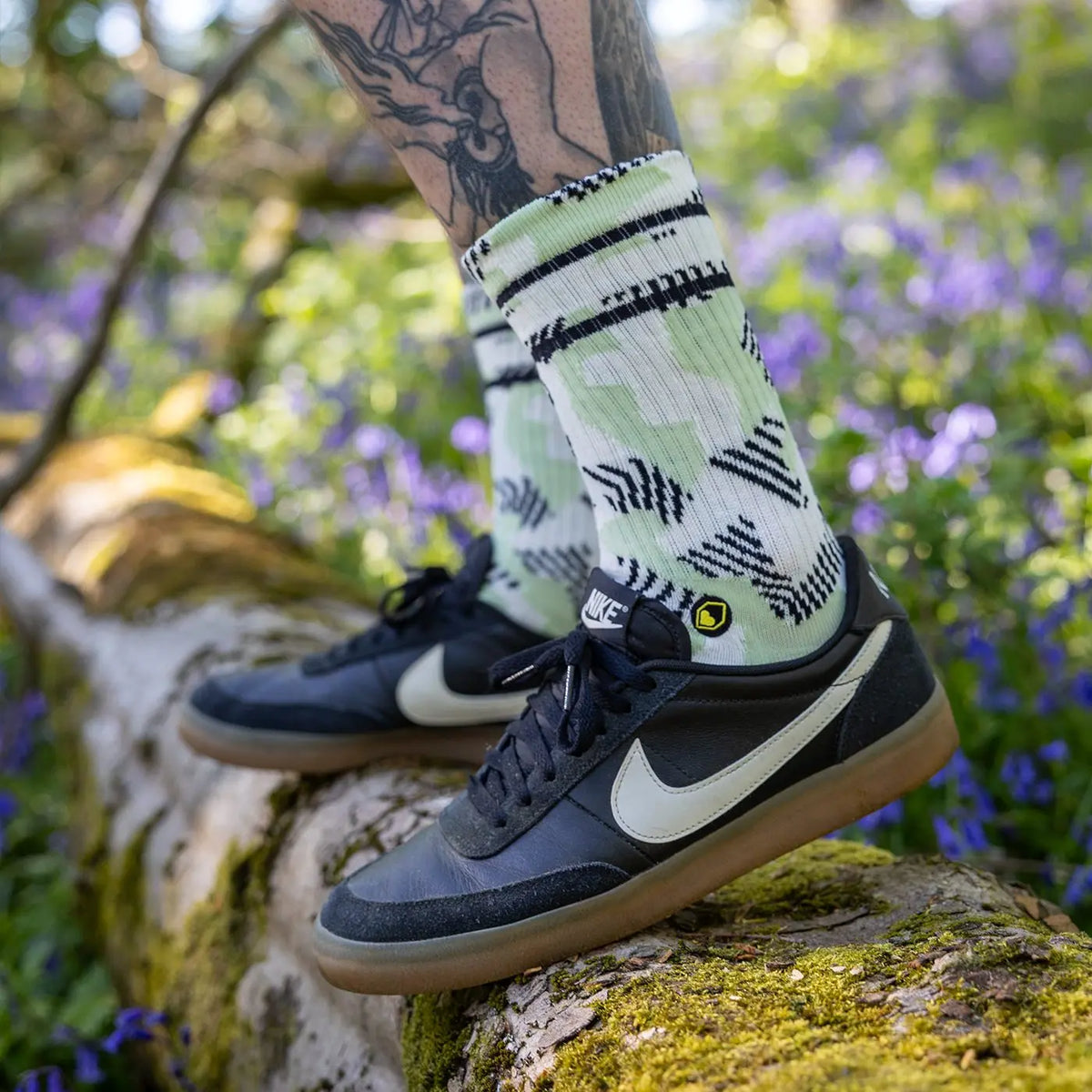 Socken BURGTEC EVERYDAY CREW PATTERNED Weiß/Grün