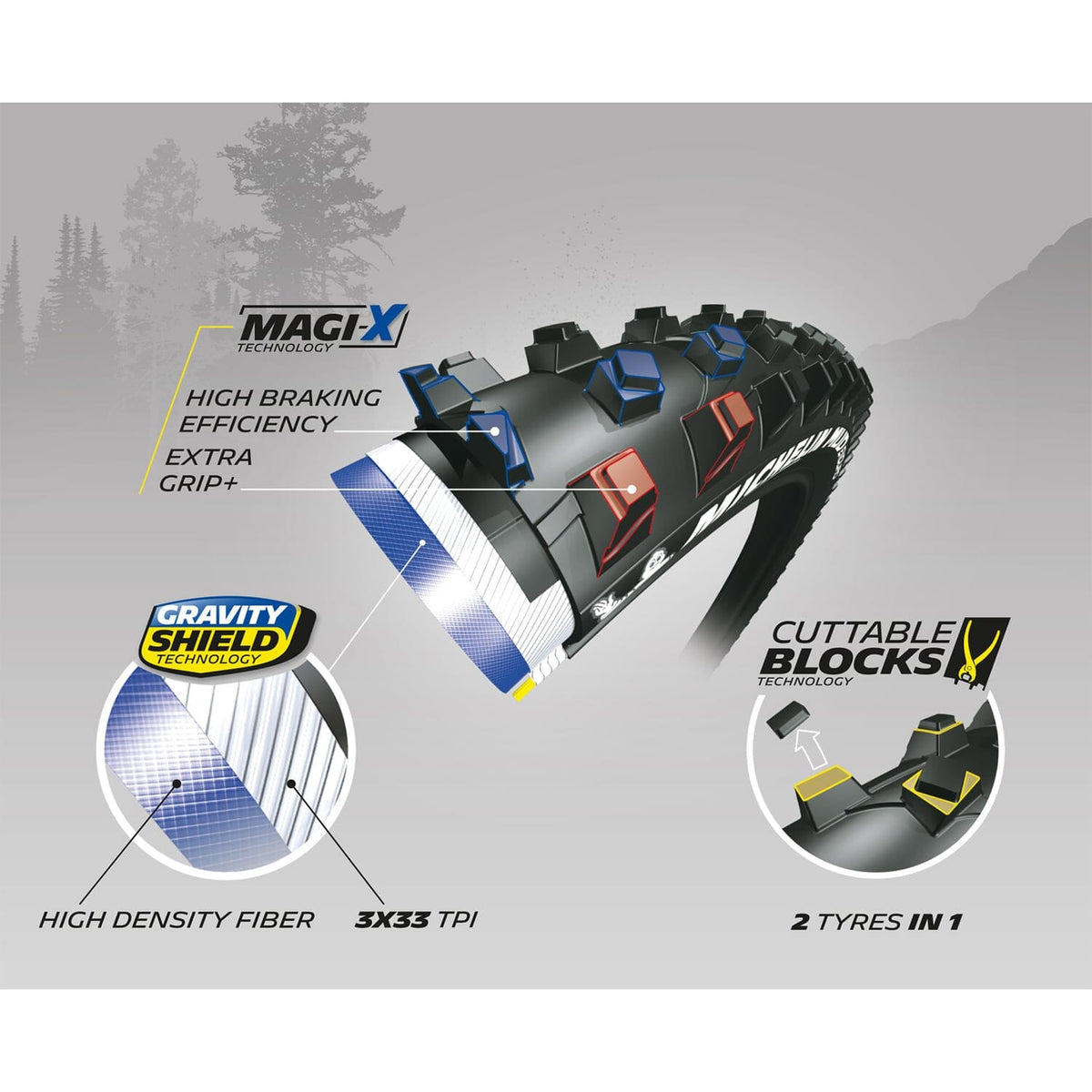 Reifen MICHELIN MUD ENDURO COMPETITION LINE 27.5x2.25 Magi-X Tubeless Ready Faltbar