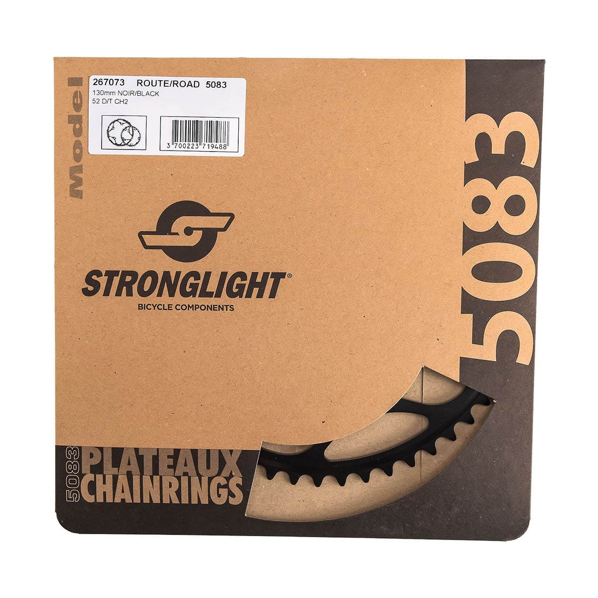 Äußeres Kettenblatt 9/10-fach STRONGLIGHT ALU 5083 Typ S 130 mm Schwarz