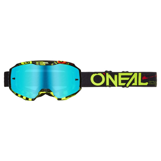 Maske O'NEAL B-10 ATTACK Junior Schwarz/Gelb Scheibe Radium Blau