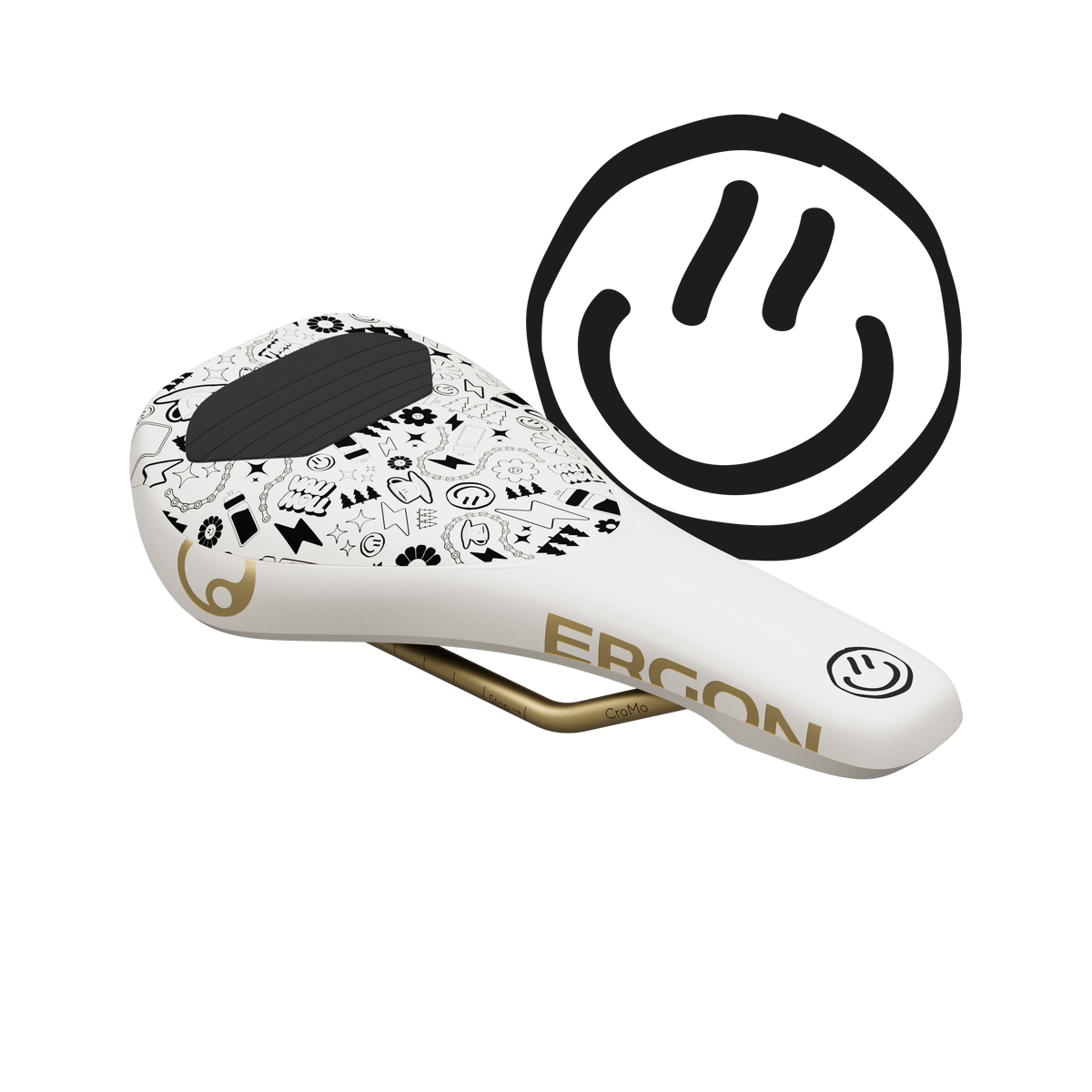 ERGON SM Downhill Comp Sattel, Vali Höll Edition, Weiß, mit CrMo-Streben