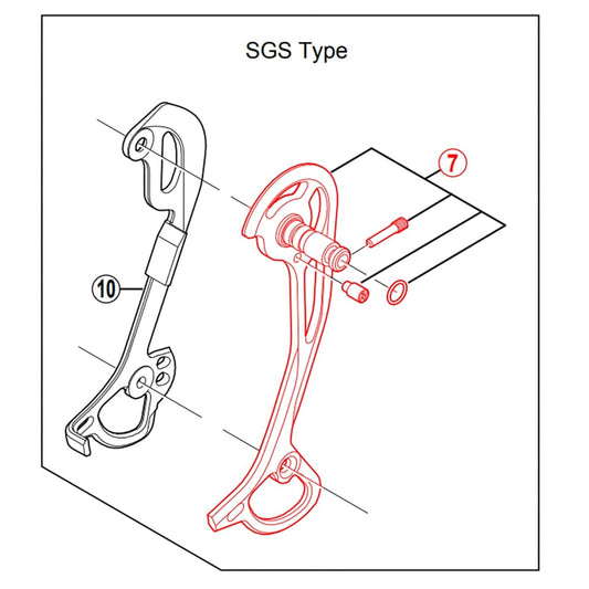 Externes langes hinteres Schaltwerk-Schaltauge SHIMANO XT RD-M772 SGS