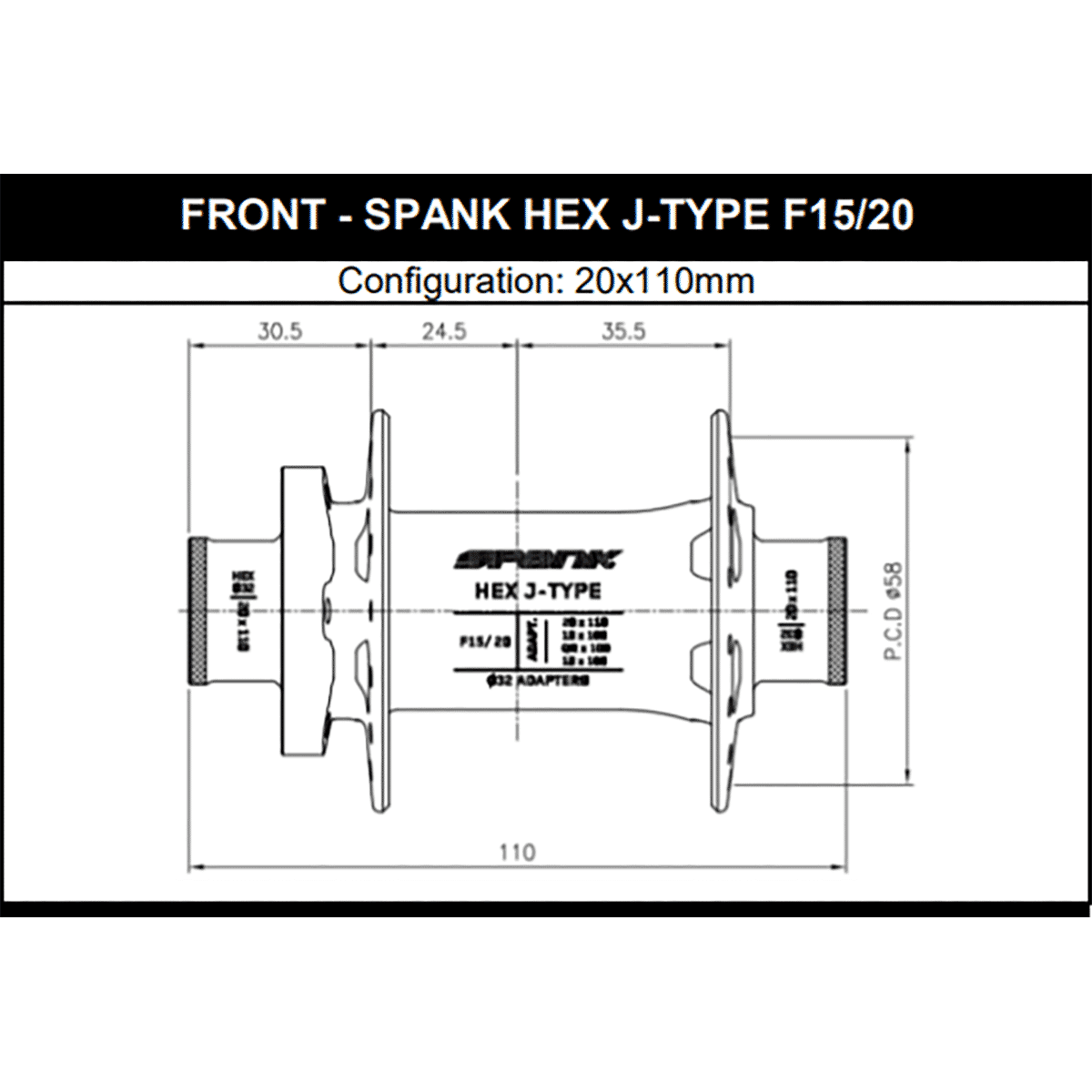 Vorderradnabe SPANK HEX 15/20 mm