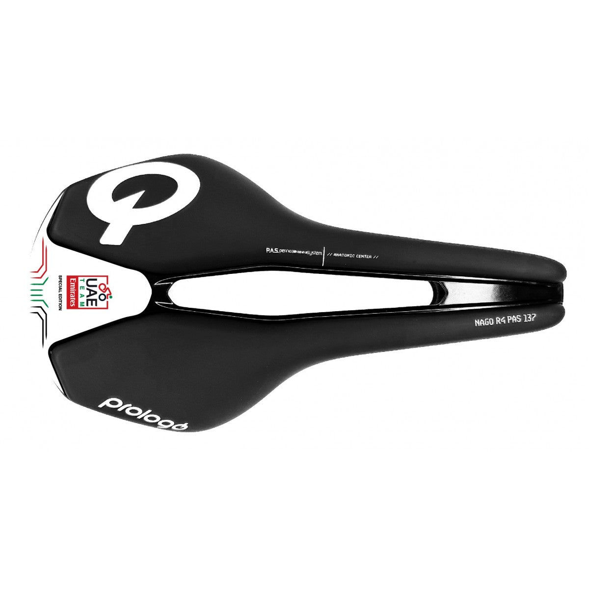 Sattel PROLOGO NAGO R4 PAS 137mm Schienen Tirox Schwarz/Weiß UAE