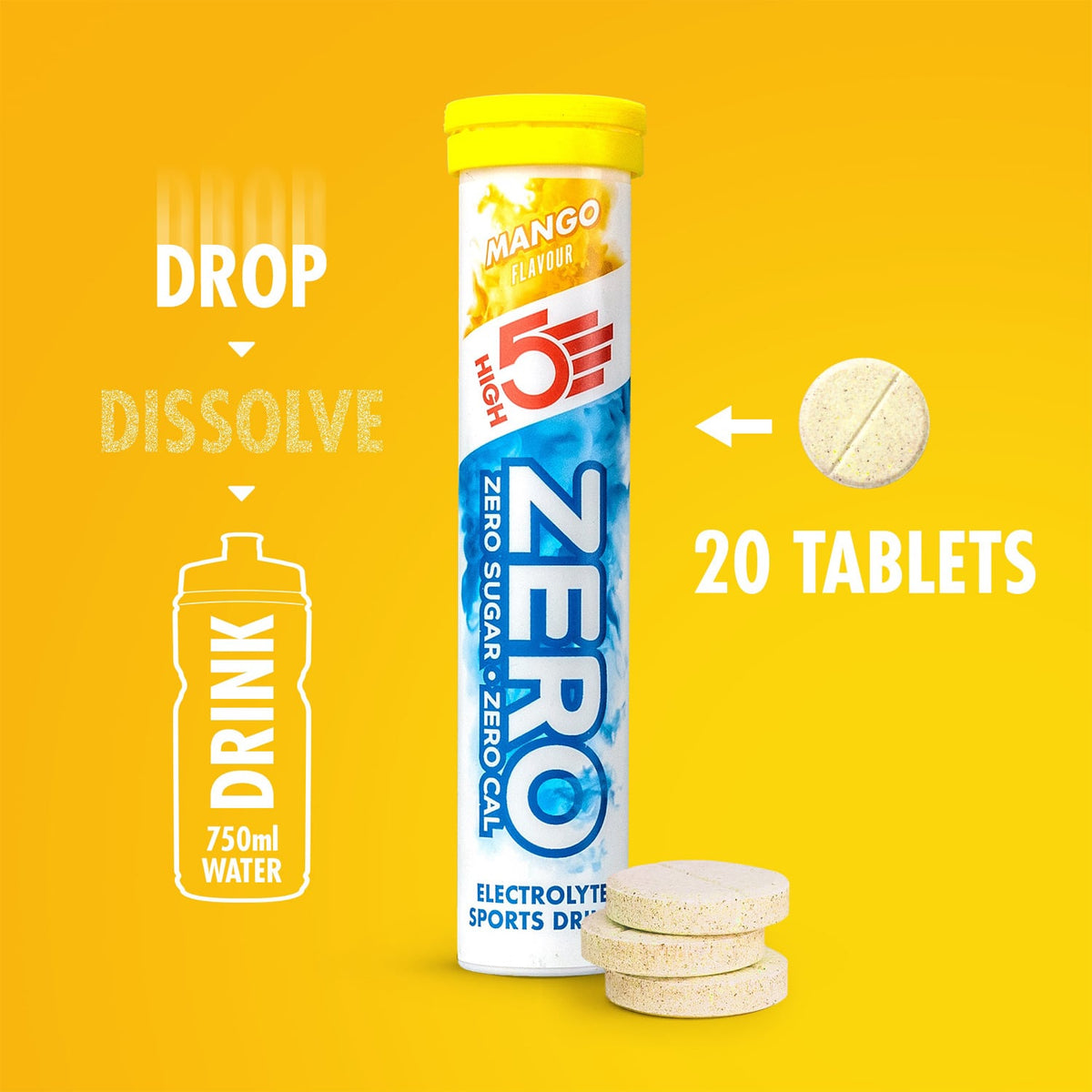 Elektrolyt-Hydratationstabletten HIGH5 ZERO (x20) Mango