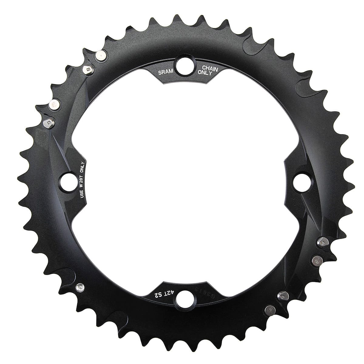 Außenkettenblatt SRAM/TRUVATIV 2x10-fach 4 Loch 120mm 39 Zähne Alu Schwarz/Silber