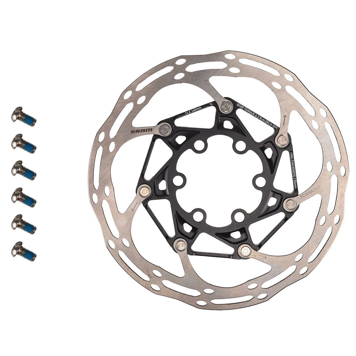 SRAM CENTERLINE Scheibe Rund 6 Loch + Titanschrauben Schwarz