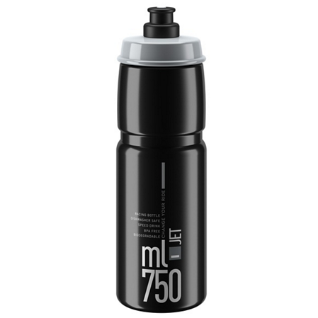Trinkflasche ELITE JET Schwarz Grau Logo
