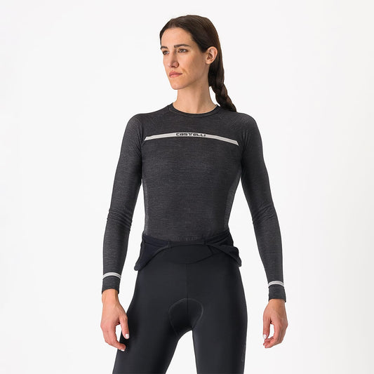 Unterhemd CASTELLI MERINO SEAMLESS Damen Langarm Schwarz