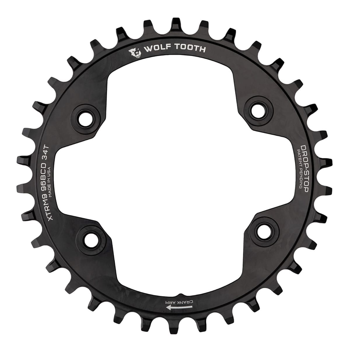 Kettenblatt WOLF TOOTH 96 BCD 9/10/11/12V Shimano XTR M9000/M9020 4 Löcher 96mm Schwarz