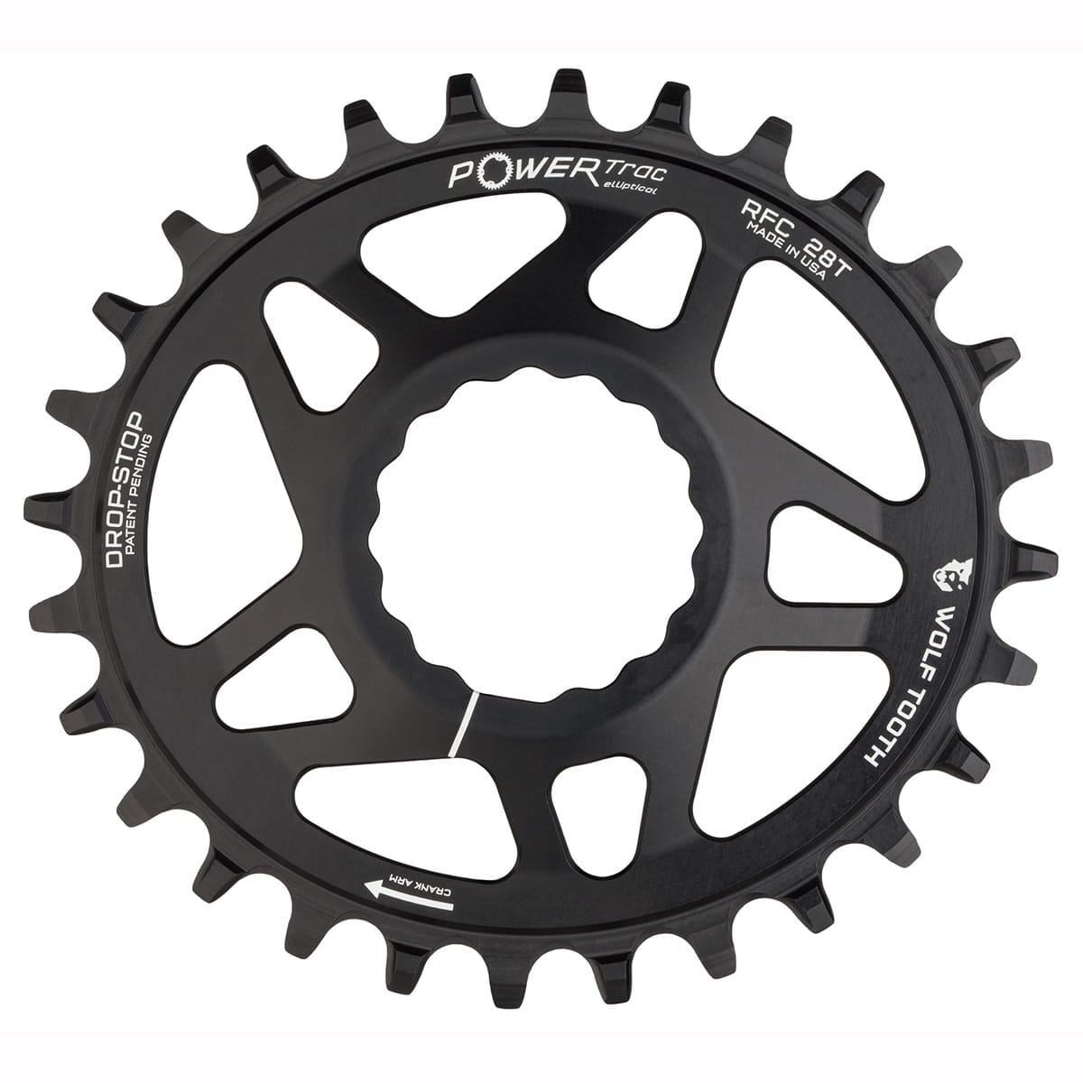 Mono-Kettenblatt WOLF TOOTH ELLIPTICAL 9/10/11/12-fach Raceface CINCH Direct Mount Offset 6mm Schwarz