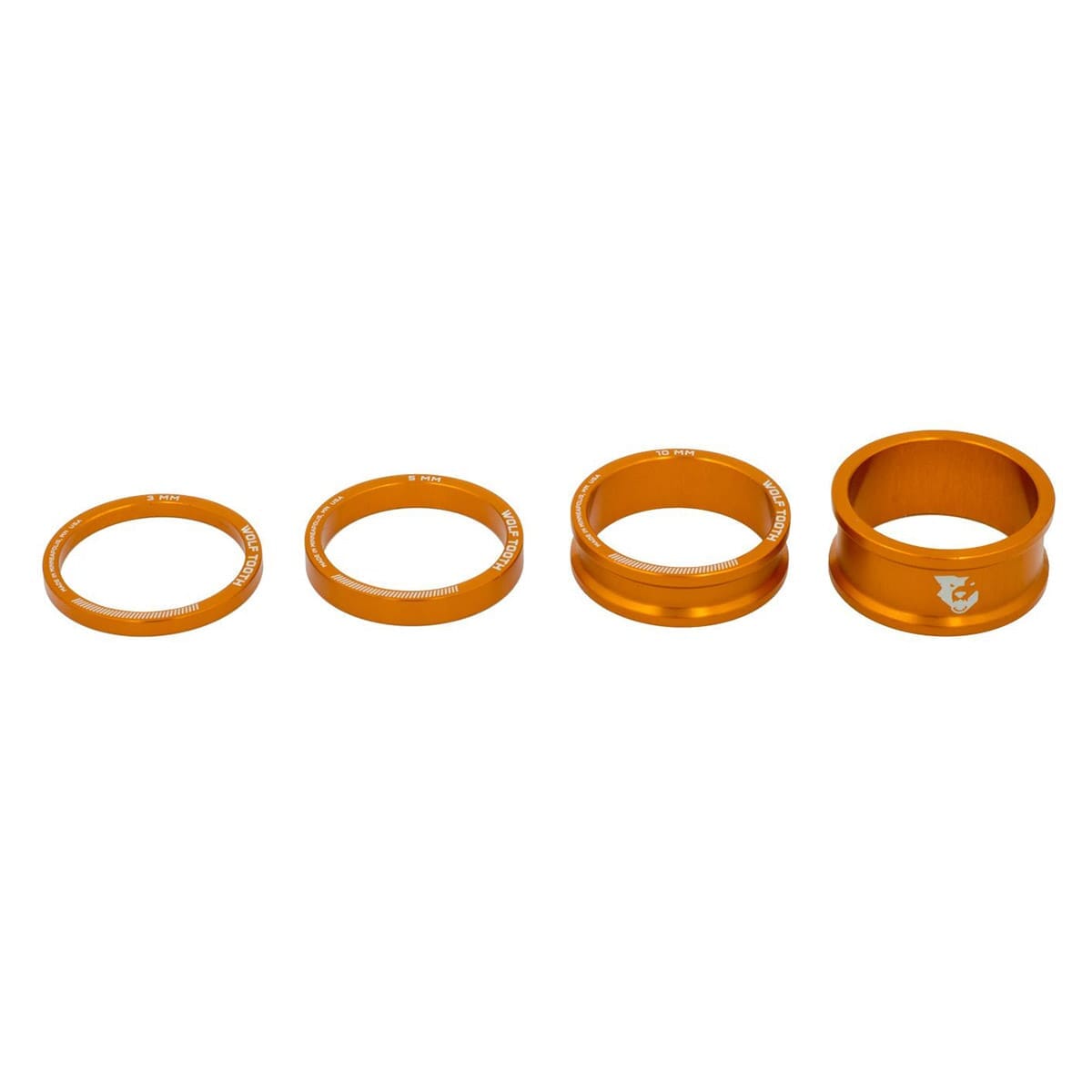 Lenkungsabstandshalter-Set WOLF TOOTH Aluminium 4 Stück 1"1/8 Orange