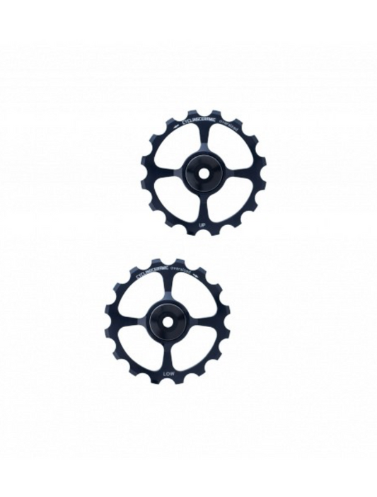 Hintere Schaltwerk-Rollen 10/11-fach CYCLINGCERAMIC OVERSIZE SHIMANO Aluminium Schwarz