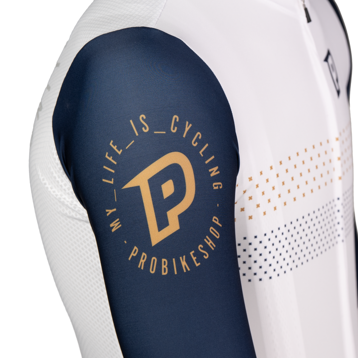 Trikot PROBIKESHOP By CHEF DE FILE Kurzarm Marine/Weiß