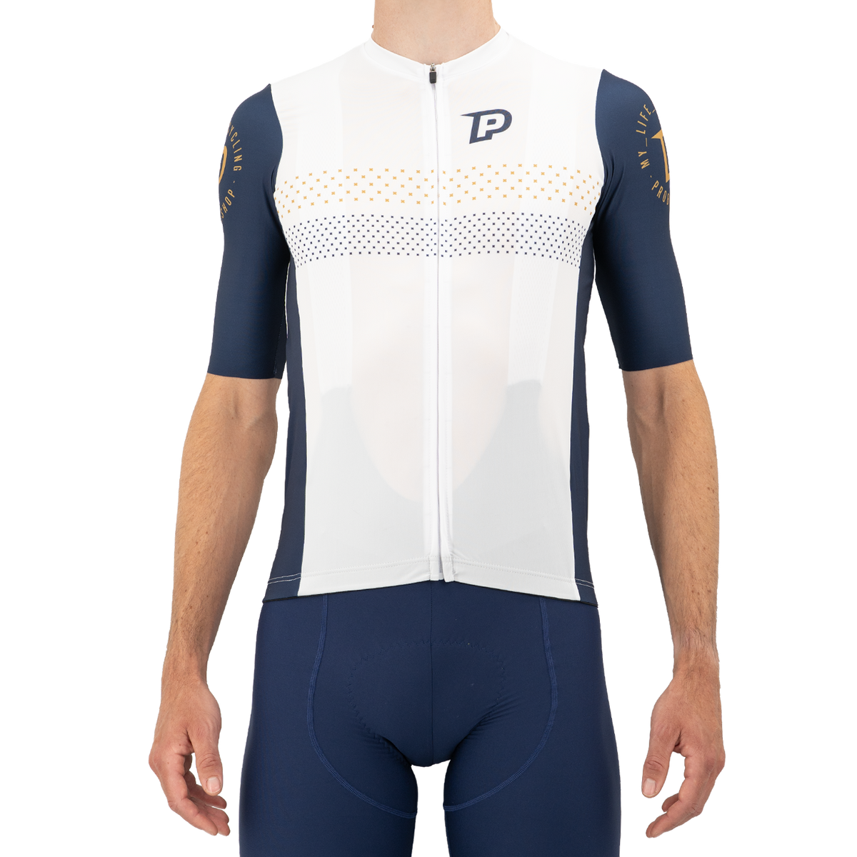 Trikot PROBIKESHOP By CHEF DE FILE Kurzarm Marine/Weiß