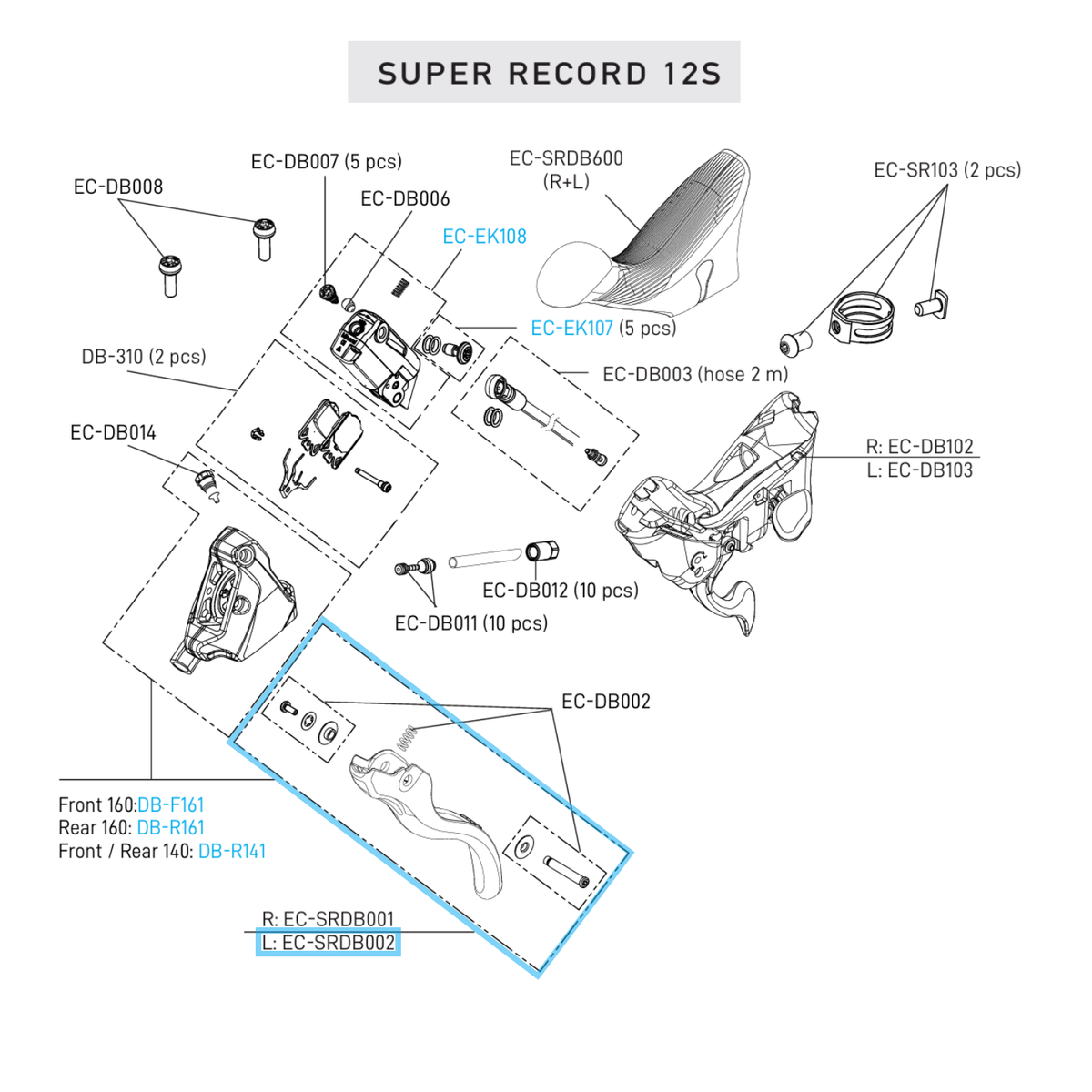 Einzelhebel linke Bremse CAMPAGNOLO SUPER RECORD 12V DISC