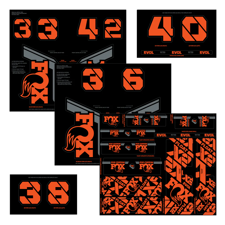 FOX Sticker-Kit Gabel und Dämpfer Orange Factory