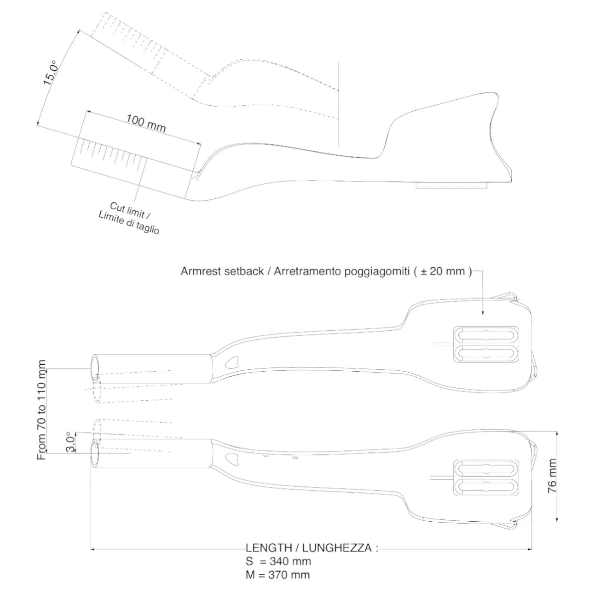 Lenkeraufsätze DEDA JET TWO CARBON Größe M