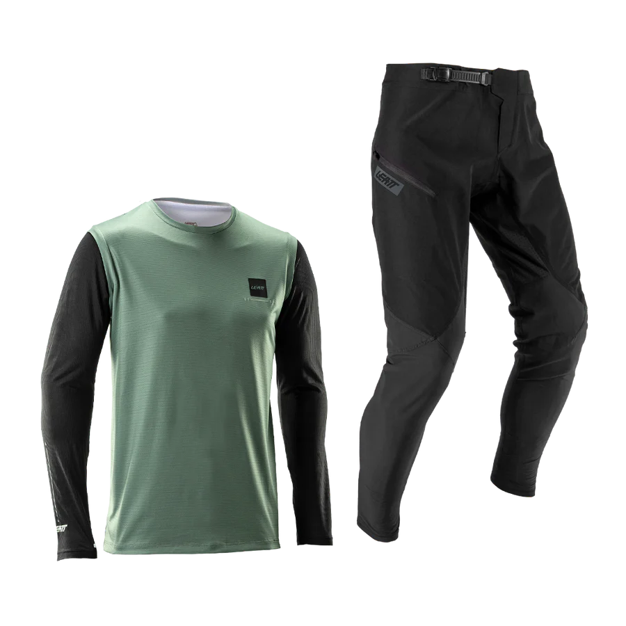 Trikot + Hosen-Kit LEATT MTB GRAVITY 1.0 Junior Schwarz/Grün