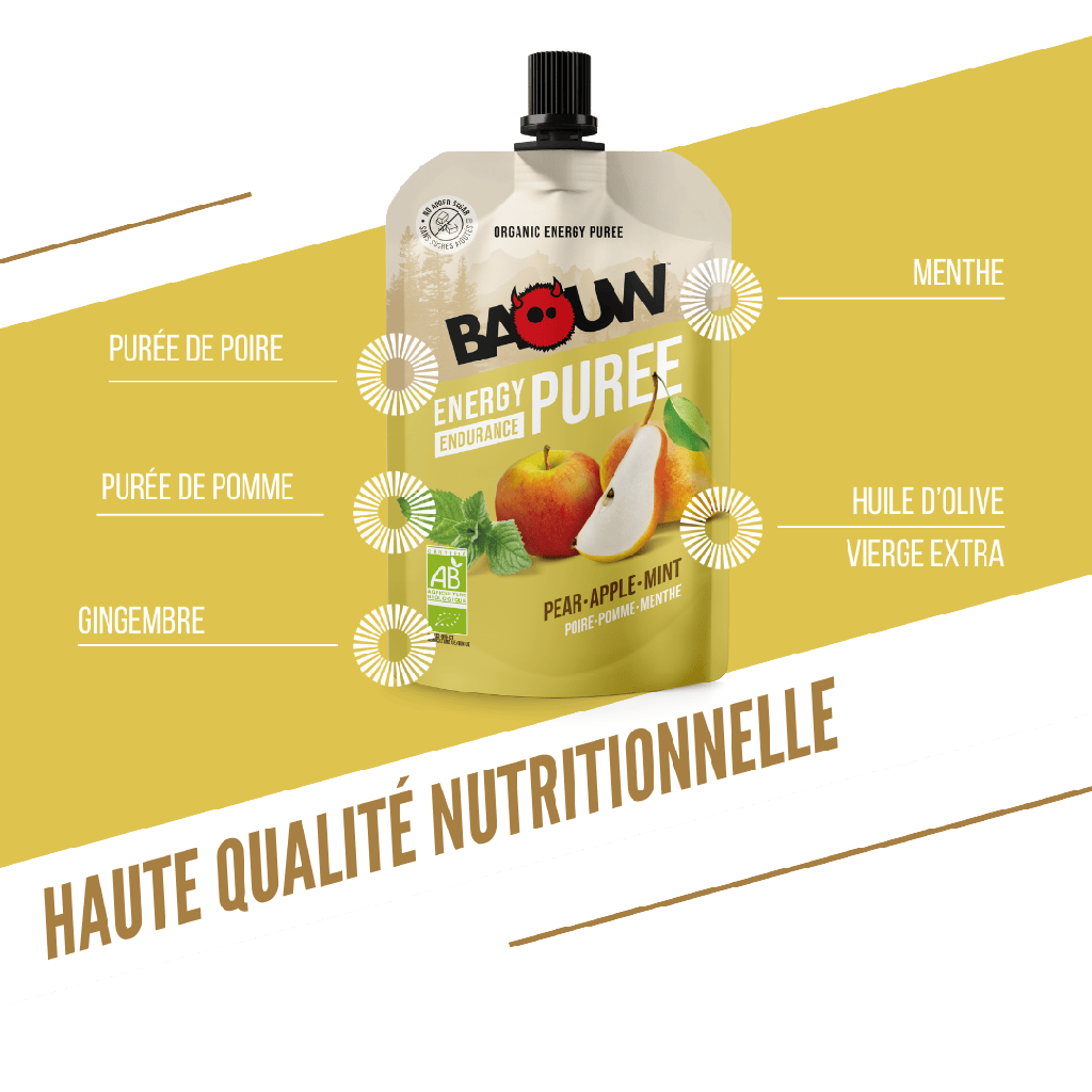 Energiepüree BAOUW Bio Fruchtrezept Birne/Apfel/Minze (90g)