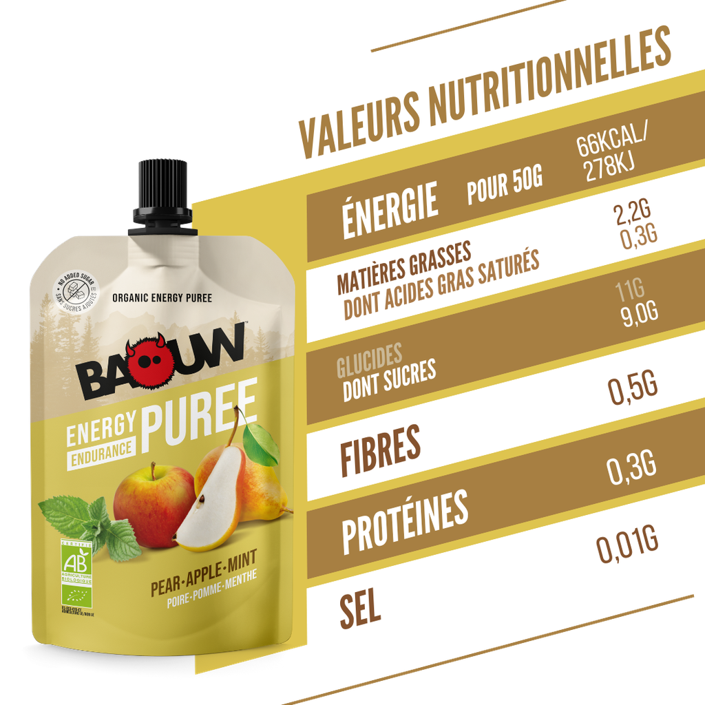 Energiepüree BAOUW Bio Fruchtrezept Birne/Apfel/Minze (90g)