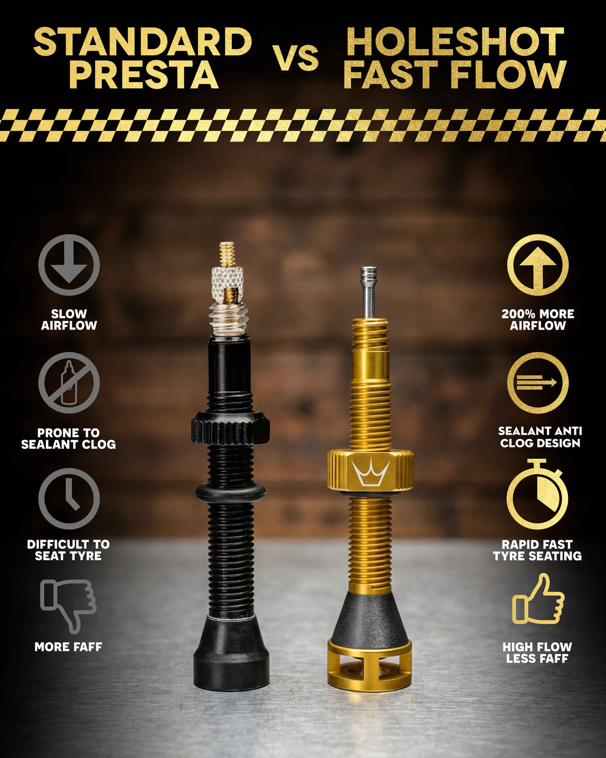 Tubeless-Ventile PEATY'S HOLESHOT FAST FLOW MX 42/60mm (x2) Schwarz
