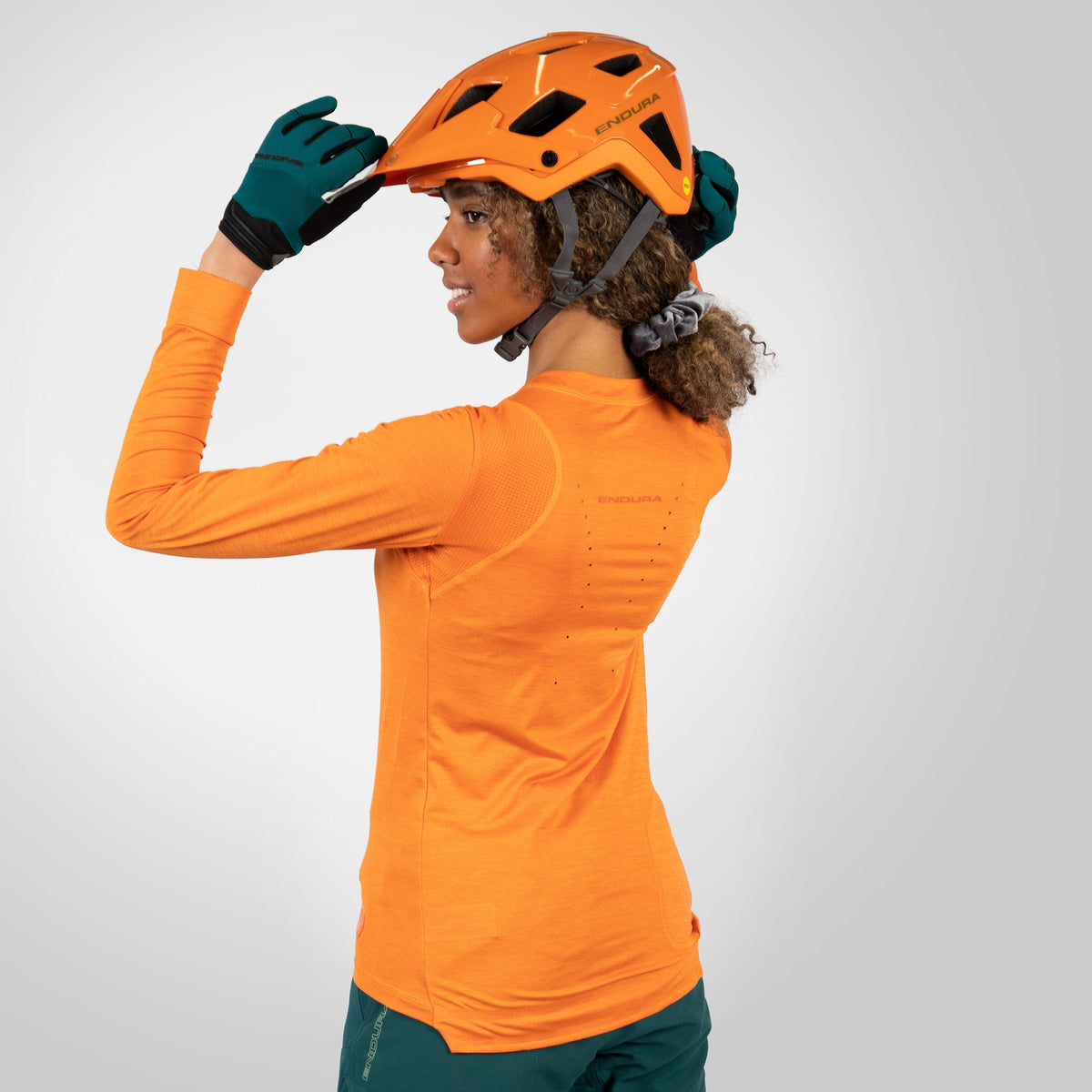 Trikot ENDURA SINGLETRACK Damen Langarm Orange