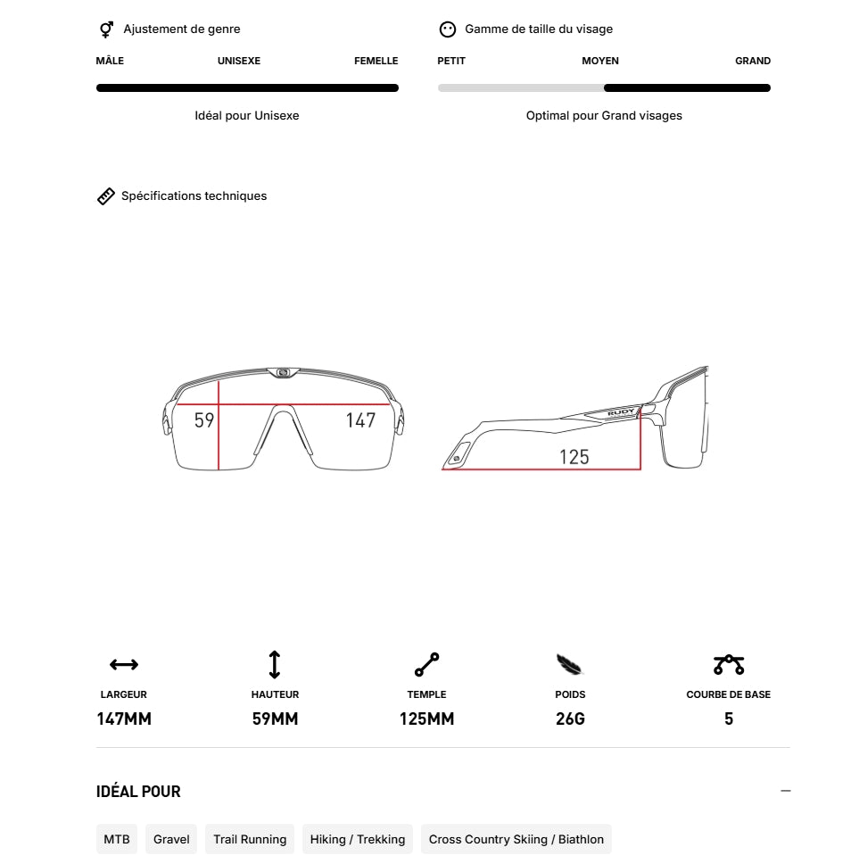 Brille RUDY PROJECT SPINSHIELD AIR Schwarz Gläser RP Optics Smoke Black