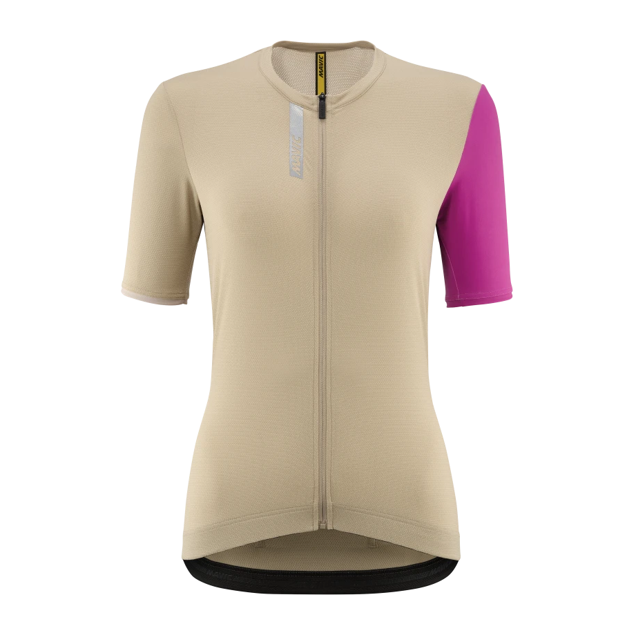 Trikot MAVIC ESSENTIAL Kurzarm Damen Beige/Fuchsia