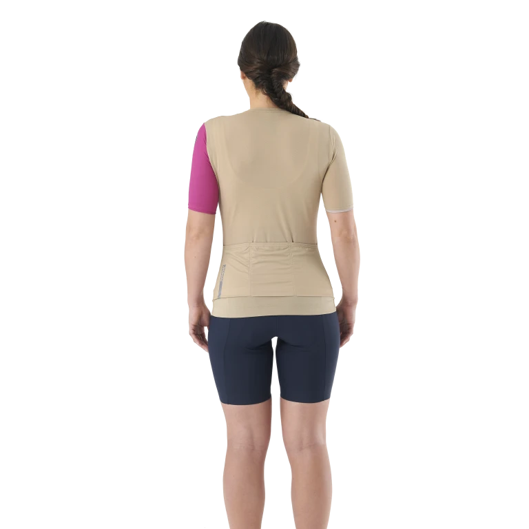 Trikot MAVIC ESSENTIAL Kurzarm Damen Beige/Fuchsia