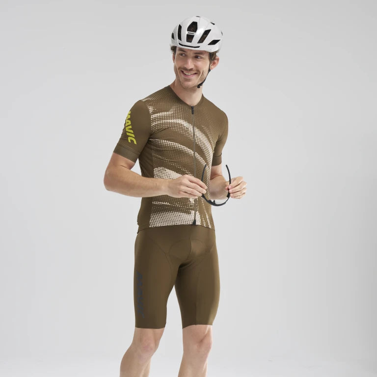 Trikot MAVIC AKSIUM GRAPHIC Kurzarm Beige/Braun