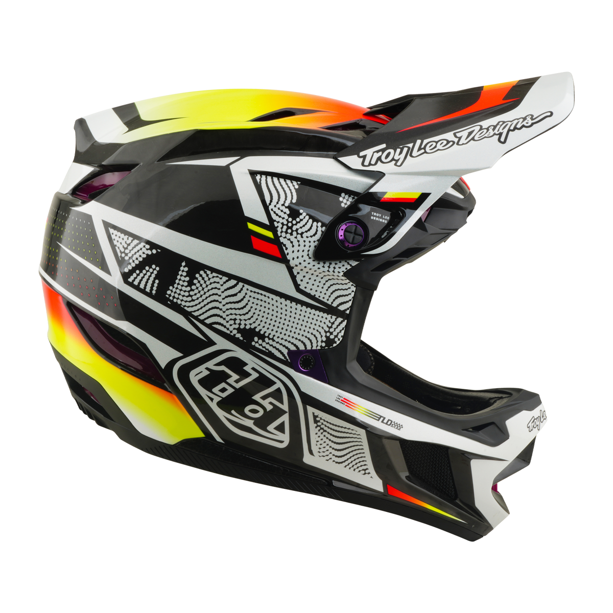 MTB-Helm TROY LEE DESIGNS D4 CARBON MIPS Lined Up Schwarz/Gelb