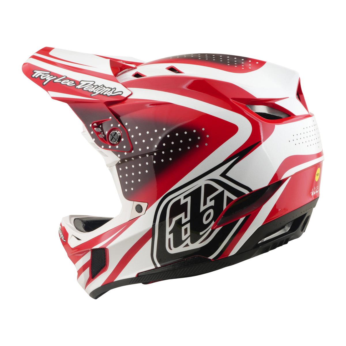 MTB-Helm TROY LEE DESIGNS D4 POLYACRYLITE MIPS THE LINE Rot/Weiß