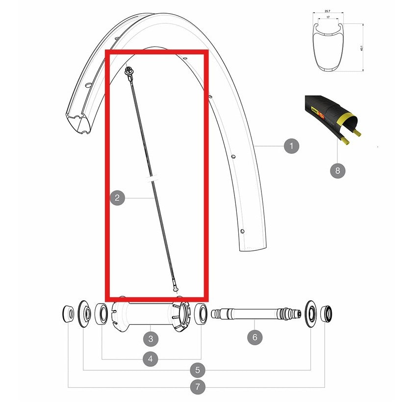Kit 12 Speichen Vd/Hd MAVIC COSMIC PRO CARBON SL T/C UST 271mm
