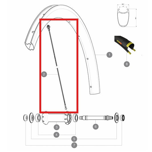 Kit 12 Speichen Vd/Hd MAVIC COSMIC PRO CARBON SL T/C UST 271mm